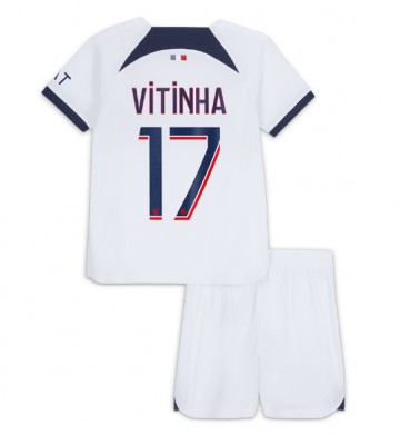 Paris Saint-Germain Vitinha Ferreira #17 Vieras Pelipaita Lasten 2023-24 Lyhyet Hihat (+ Lyhyet housut)